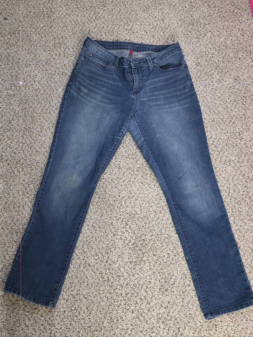 Jennifer Lopez Straight Leg Mid-Rise Blue Jeans